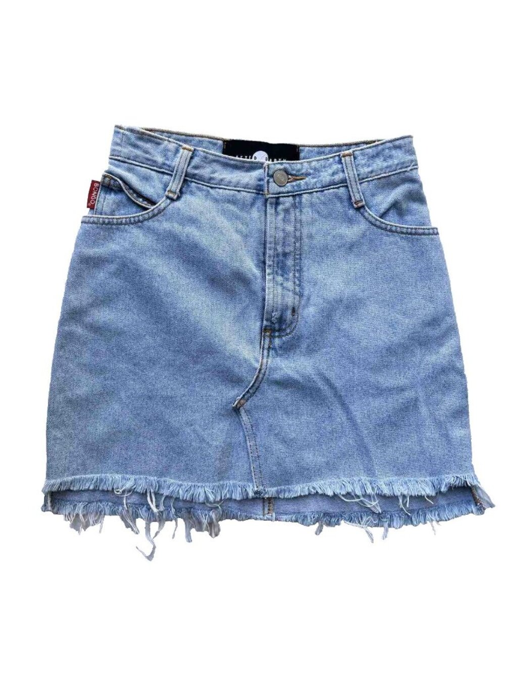 After Party by Nasty Gal Drifter Denim Mini Skirt Raw Hem Size 25 & 29 NWOT - Picture 15 of 16